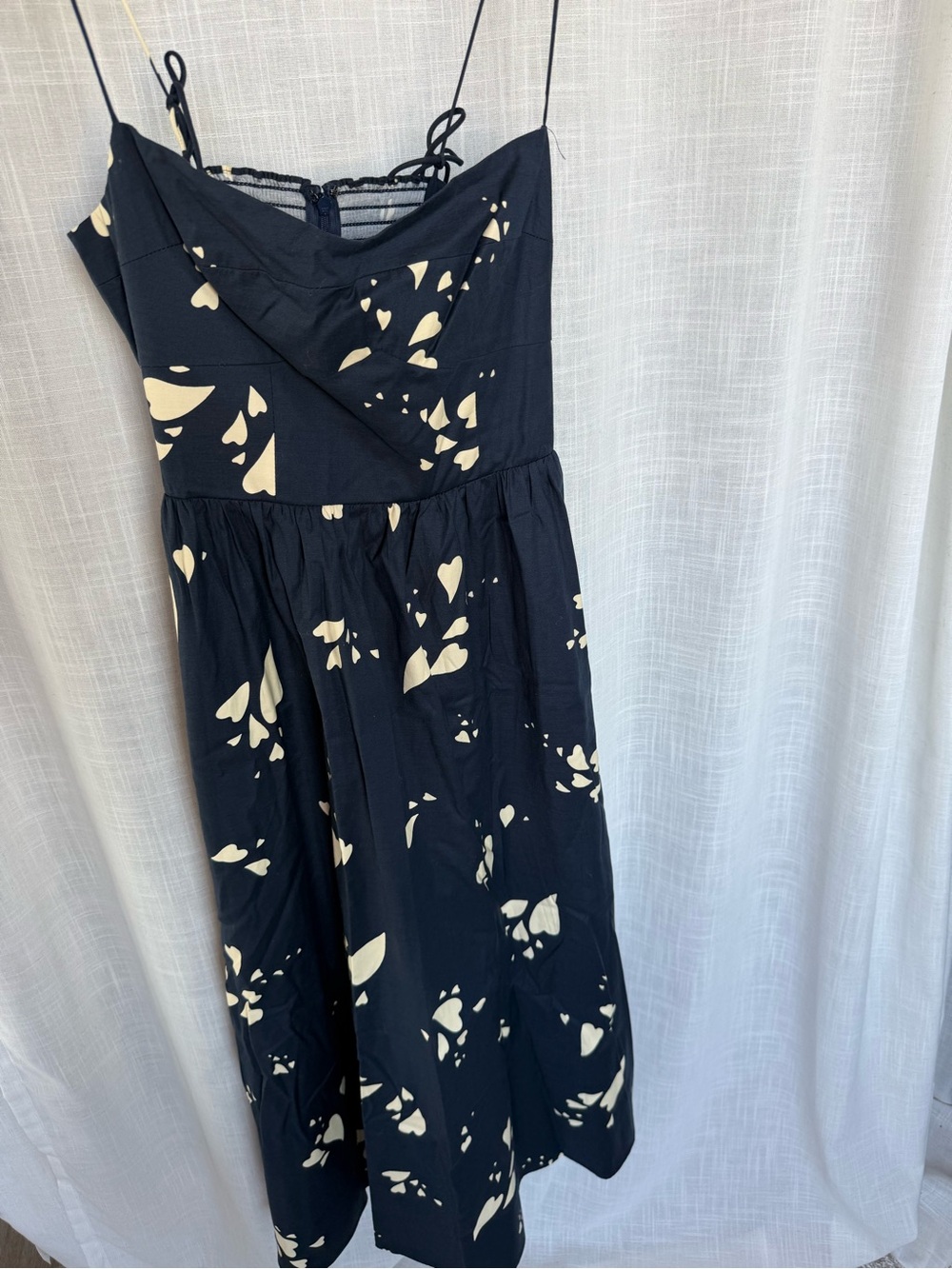 Reformation Black and Cream Heart-Print Midi Dress